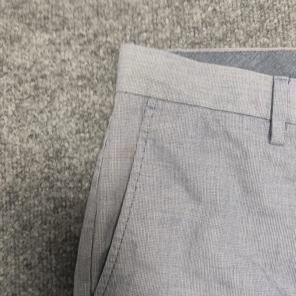 Banana Republic Pants Mens 32x34 Blue Linen Cotton Slim Fit Check Aiden Chino